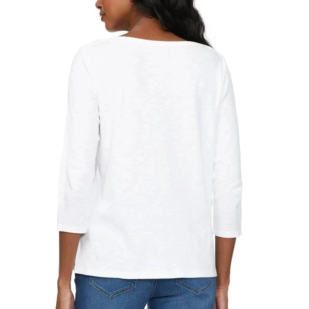 NWT - Kirkland Signature Women's 3/4 Sleeve Boatneck Slub Tee – Size 2X - Picture 3 of 3